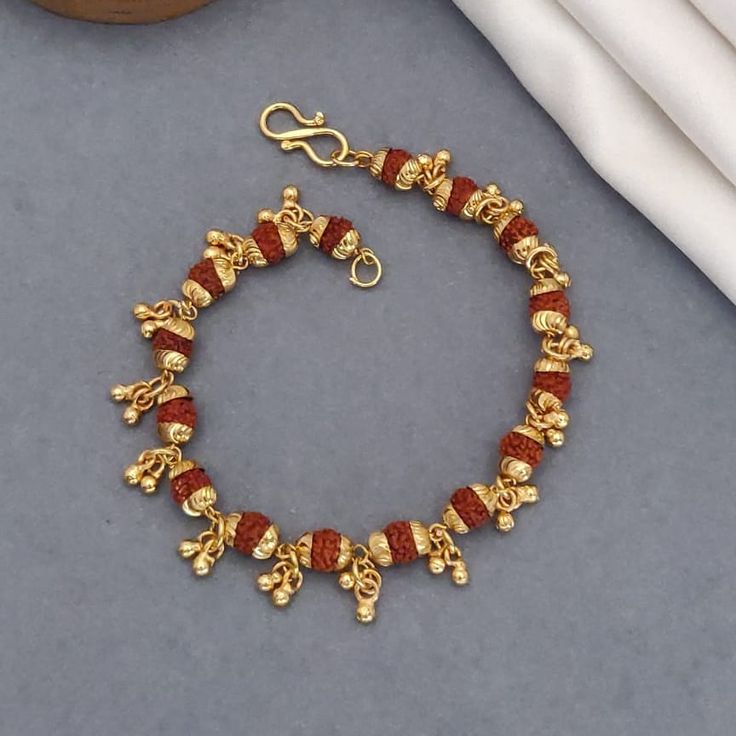 Gold Plated Rudraksha Bracelet For Women