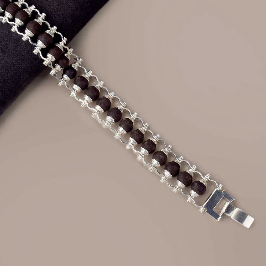 karungali premium Designer silver Braslate
