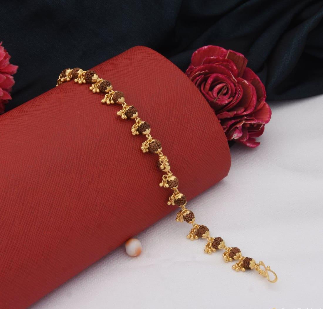 Gold Plated Rudraksha Bracelet For Women