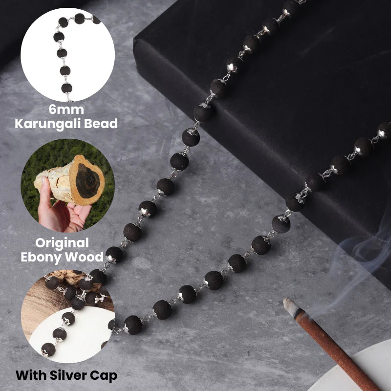 Karungali Malai Silver Cap Plated Necklace with Certification premium quality