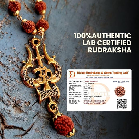 Gold-Plated Rudraksha Om Shiva Trishool Necklace combo