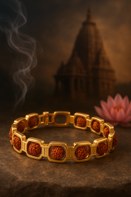 designer Gold Plated Rudraksha Bracelet