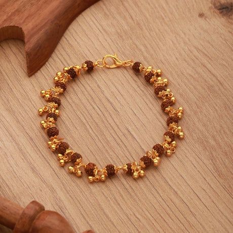 Gold Plated Rudraksha Bracelet For Women